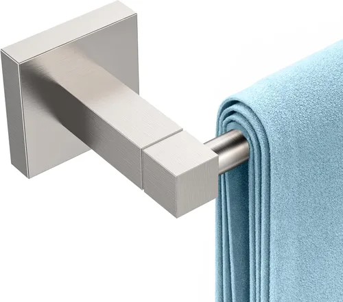RUACQ Toallero de mano, barra de toalla de mano de 9 pulgadas para baño montado en la pared, toallero de acero inoxidable 304 con base cuadrada
