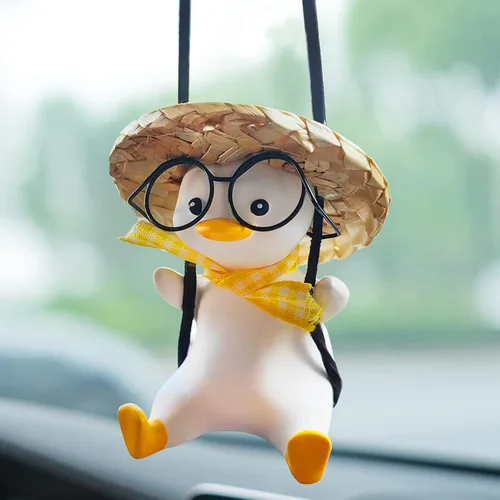 Miniatura 12 de Adorno colgante de pato oscilante para automóvil, bonito colgante de decoración de coche para accesorios de espejo retrovisor, regalo del día de San