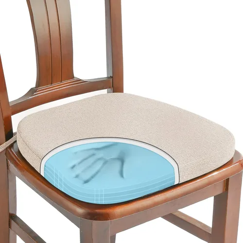 Miniatura 25 de SINOSSO Paquete de 4 cojines de espuma viscoelástica para sillas de comedor, tela tejida amigable de 16 pulgadas en forma de U, cómodas almohadillas