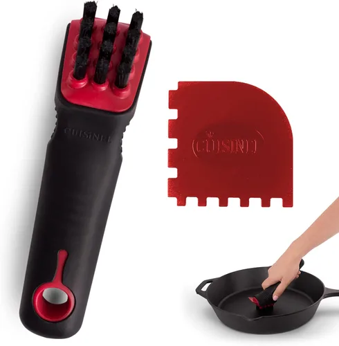 Miniatura 12 de Cuisinel Depurador de malla de hierro fundido + cepillo de limpieza + raspadores de sartén y parrilla - El kit de limpieza de sartén y parrilla