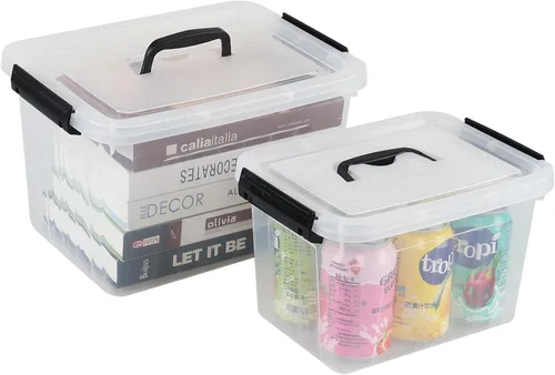 Miniatura 5 de Ggbin Caja de almacenamiento de plástico transparente con asa, contenedor de almacenamiento de 6 cuartos de galón y tapa de 12 cuartos de galón, 2