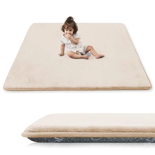 Miniatura 26 de Tapete de cama de bebé de 1.3 pulgadas de grosor para dormitorio, tapete básico de espuma acolchada suave de felpa de 28 x 72 pulgadas con acolchado
