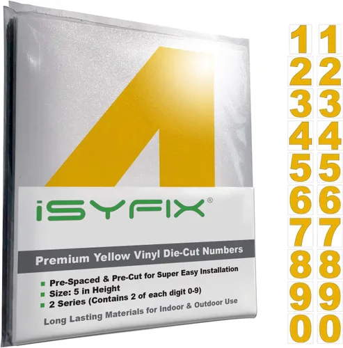 Miniatura 52 de iSYFIX Calcomanías de Números de Vinilo Verde Manzana – 1.5 Pulgadas Autoadhesivas (2 Juegos) – Calcomanía Premium Troquelada y Pre-espaciada