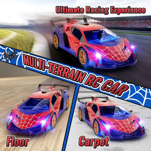 Miniatura 5 de ZIROKAY Coche de Control Remoto de Araña con Luces Intermitentes Multicolor, Coches RC de Derrape, Juguetes de Araña Regalos para Niños de 3 4 5 6 7
