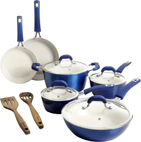 Miniatura 5 de Kenmore Arlington - Utensilios de cocina de inducción de aluminio forjado con revestimiento de cerámica antiadherente con asas de baquelita, juego