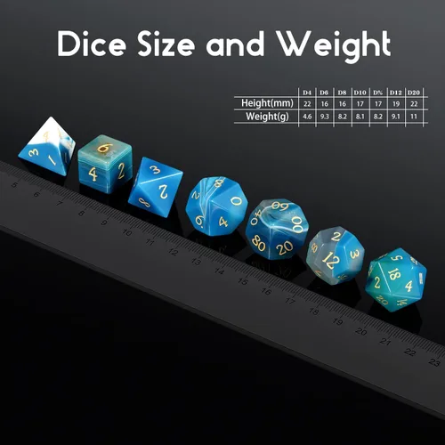 Miniatura 5 de Juego de dados Aagte D&D DNDND Un juego completo de dados de piedra DND con estuche de regalo magnífico para juego de mesa Dungeons and Dragons