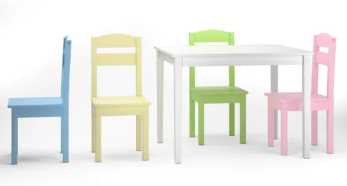 Miniatura 2 de Nightcore Juego de mesa y 4 sillas de madera para niños, juegos de sillas de actividades para 2 a 6 años, juego para niños pequeños, muebles de sala
