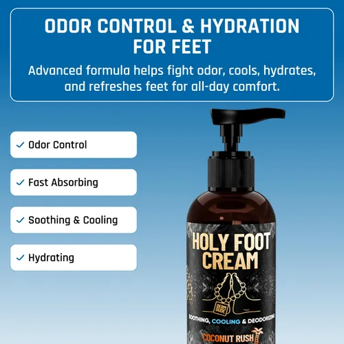 Miniatura 5 de Derm Dude Holy Foot Cream Crema hidratante diaria para pies con DeoPlex para frescura y arrurruz para una hidratación ligera Aroma de coco Rush