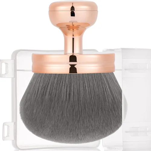 Miniatura 13 de Yoseng Cepillo autobronceador – Cepillo Kabuki de oro rosa para cuerpo, cara y manos, vegano, aplicación sin rayas, multiusos para autobronceador