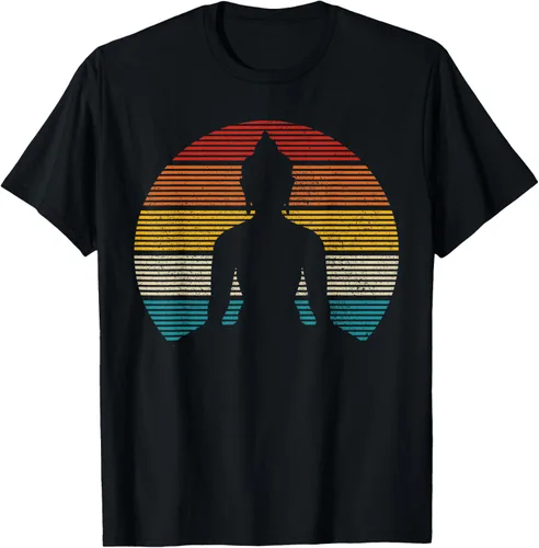 Camiseta vintage de Buddha Buddhism Zen Spiritual Yoga Meditación Regalo, Negro, S