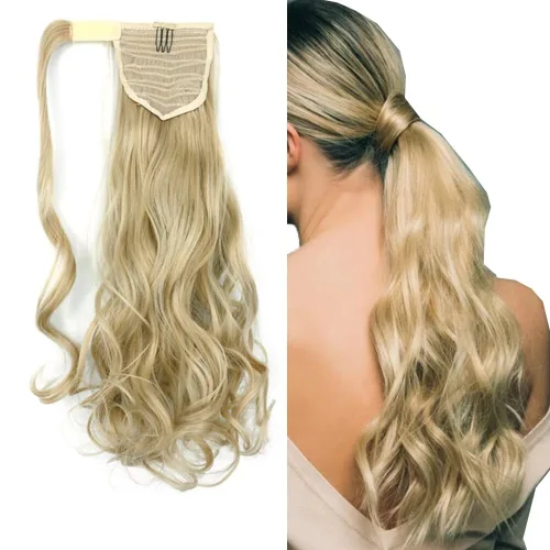 Miniatura 25 de Extensión de cola de caballo de 18 pulgadas para mujer, 3.53 onzas, fibra sintética natural japonesa resistente al calor, color negro azabache #1
