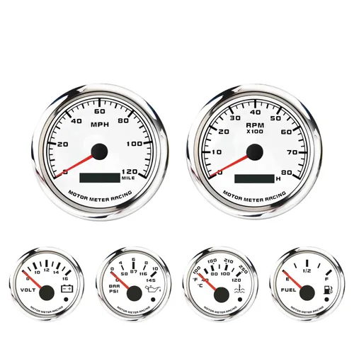 Miniatura 5 de MOTOR METER RACING - Juego clásico de velocímetro (6 piezas) con velocímetro mecánico, odómetro analógico, esfera verde, aguja blanca, iluminación