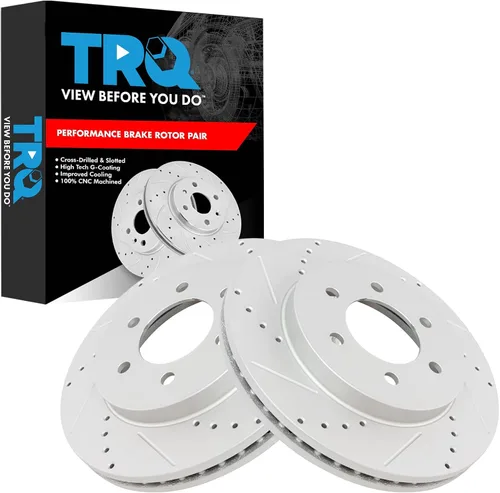 Miniatura 202 de TRQ Juego de rotores de freno de rendimiento trasero con revestimiento G premium compatible con Mazda 6 2014-2021