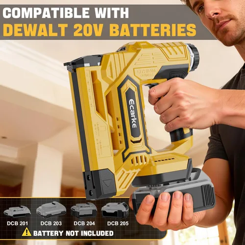 Miniatura 3 de Ecarke Clavadora inalámbrica 2 en 1 compatible con batería DeWalt de 20 V, pistola de clavos de calibre 18 de 5/8 a 1-1/4 pulgadas con 2000 nials