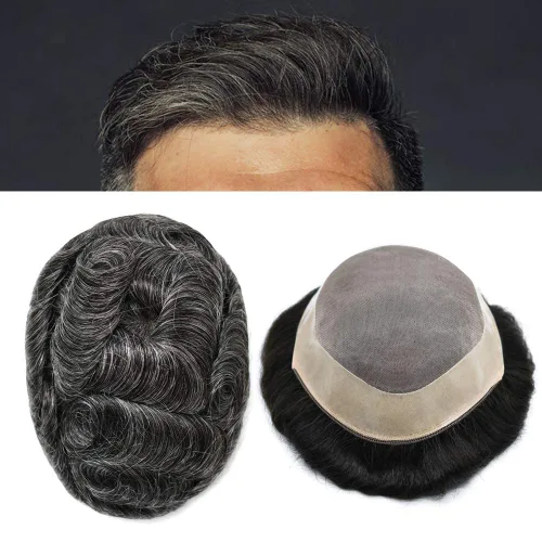 Miniatura 70 de LOVIN - Sistema de cabello humano para hombres, postizo fino de encaje mono para hombre, prótesis masculina de piel de polietileno alrededor