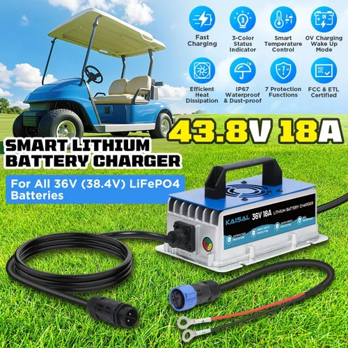 Miniatura 2 de Cargador de batería de litio 36 voltios/43.8V 18A para batería LiFePO4 de 36V (38.4V) 0V de activación 36V cargador Lifepo4, IP67 impermeable