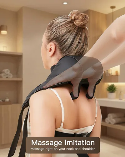 Miniatura 2 de Masajeador de cuello y hombros con calor, almohada de masaje 3D de tejido profundo para cuello, espalda, alivio del dolor de trapecio, masajeador