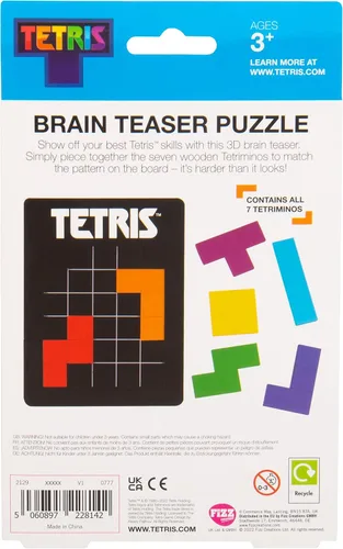 Miniatura 3 de Rompecabezas de Tetris Tetrimino Shapes 3D Brain Teaser. Incluye 7 piezas de madera de tetrimino y tablero de madera plana. Producto