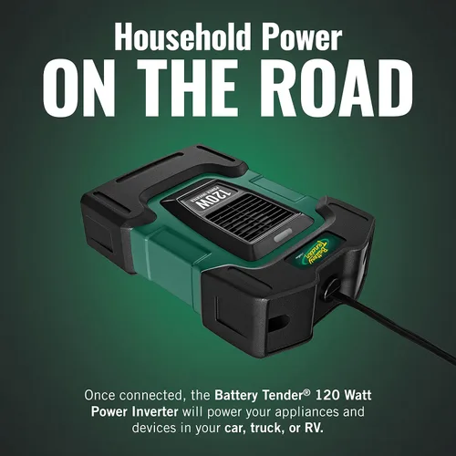 Miniatura 2 de Battery Tender Inversor de corriente de 120 vatios, inversor de coche de 12 voltios CC a 115 voltios de CA con adaptador de coche USB dual de 5