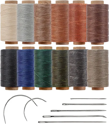 Miniatura 7 de 12 Hilos de Poliéster Encerados de Colores, Diámetro de 0.45mm más Delgado, 105 Metros/Bobina, Hilo Encerado para Costura de Cuero, Tapicería