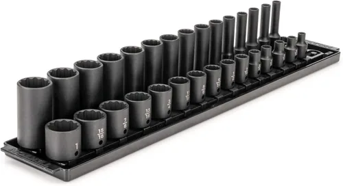 Miniatura 8 de TEKTON - Juego de llaves de impacto de 12 puntos con rieles de 3/8 pulgadas, 68 piezas (1/4-1 pulg., 6-24 mm) SID91219