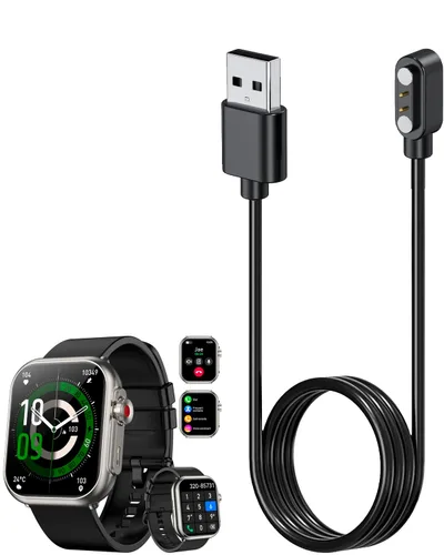 Cargador de reloj inteligente para QONBINK K62 2 pies/23.6 in 2 pines USB Cable de carga magnético portátil para QONBINK K62 Smart Watch