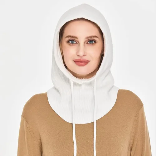 Miniatura 5 de Sombreros de invierno de punto para mujer, pasamontañas, bufanda cálida con capucha para hombres y mujeres, gorro de calavera