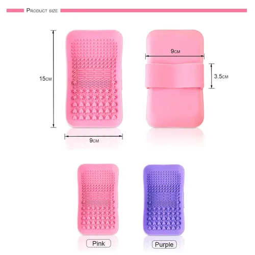 Miniatura 5 de Paquete de 2 alfombrillas de limpieza de brochas de maquillaje de silicona, limpiador de brochas de maquillaje portátil, herramienta de lavado