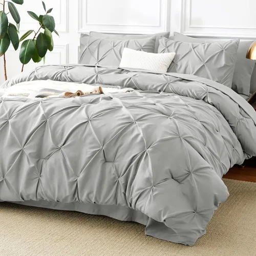 Miniatura 10 de CozyLux - Juego de ropa de cama con pliegues plisados de 7 piezas en una bolsa; edredón tamaño King para todas las estaciones, sábanas, fundas