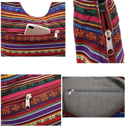 Miniatura 18 de KARRESLY - Bolso bandolera de algodón bohemio, estilo hippie, hecho a mano