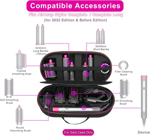 Miniatura 3 de RLSOCO Estuche Rígido para Dyson Airwrap Complete Long/Complete Styler HS08 HS05 HS01, NO para Dyson Airwrap i.d. - Se ajusta a 4 piezas de barriles