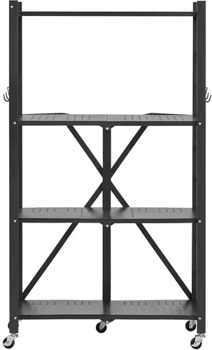 Miniatura 9 de VEVOR Estantería plegable de 4 niveles, estante de almacenamiento de metal plegable de 26 pulgadas de ancho x 13 pulgadas de profundidad x 46 Negro