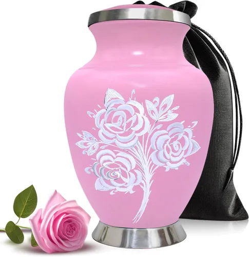 Urna de Cremación de Rosa para Cenizas para Mujeres y Hombres - Urnas de Rosa Artesanales para Cenizas Humanas Adultas Femeninas y Masculinas -