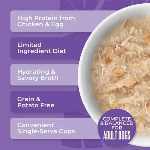 Miniatura 5 de Tiki Dog® Receta de pollo salado con huevo en caldo, taza de 3 onzas (4 unidades)