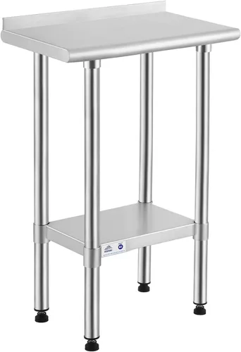 Miniatura 13 de Mesa de acero inoxidable para preparación y trabajo con protector contra salpicaduras, 24x72 pulgadas