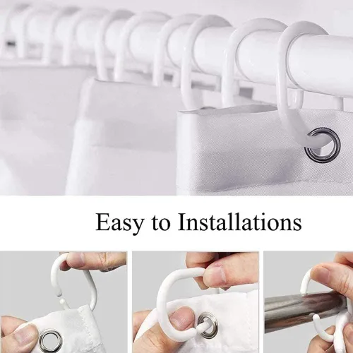 Miniatura 6 de Cortina de ducha floral negra y blanca, cortinas de ducha de flores y mariposas para baño, cortinas de baño de tela impermeable con hojas florales