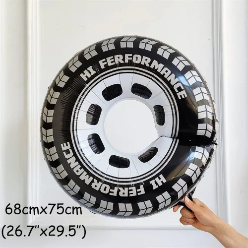 Miniatura 7 de Kit de Arco de Guirnalda de Globos de Auto de Carreras 166PCS Azul Polvoriento Negro Globos de Látex Rueda Globos de Papel Aluminio a Cuadros