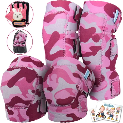Miniatura 18 de Rodilleras y coderas para niños de estilo suave con guantes de bicicleta, equipo flexible resistente a los impactos para edades de 2 a 11 años