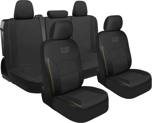 Miniatura 17 de Cat FlexHybrid - Fundas de asiento de automóvil, de piel sintética negra de alta calidad + fundas de asiento de malla para autos, camiones, SUV