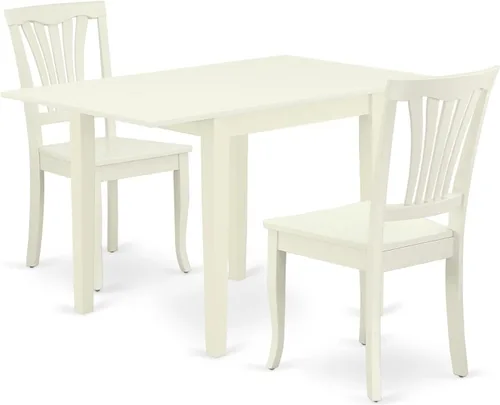Miniatura 14 de East West Furniture NDAV3-BCH-W - Juego de comedor de 3 piezas que contiene una mesa de comedor rectangular con gotas y 2 sillas de cocina, 30 x 48