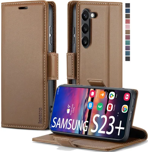 Miniatura 19 de Funda para Samsung Galaxy S23 5G, funda tipo cartera para Samsung Galaxy S23 5G con bloqueo RFID, tarjetero y función atril magnético, funda