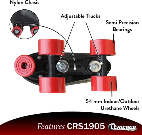 Miniatura 3 de Chicago Rink Patines para niñas y niños – Zapatos de patinaje duraderos para uso en interiores y exteriores con cuello acolchado en el tobillo