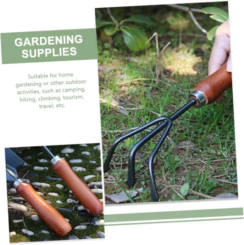 Miniatura 4 de Mini herramienta de jardín para plantar y deshierbar pequeña pala de acero, rastrillo de mano de pala estrecha y azada de doble propósito