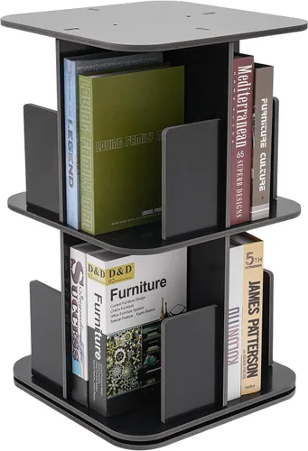 Miniatura 10 de Estantería giratoria, estantería giratoria, organizador apilable, estantería giratoria, estantería redonda, estante para libros para dormitorio