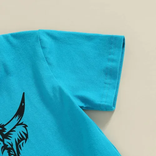 Miniatura 40 de fhutpw Conjunto de camiseta de manga corta con estampado de vaca y pantalones acampanados de dibujos animados para niñas