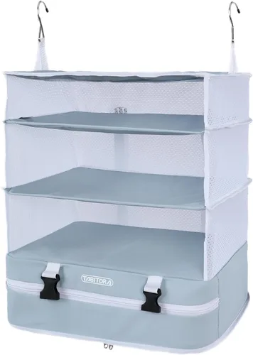 Miniatura 91 de TABITORA - Estantería portátil y plegable de gran capacidad con ganchos para colgar, ideal como almacenamiento para viajes