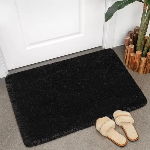 Miniatura 5 de Alfombras pequeñas de 2 x 3 pies para dormitorio, mini alfombra de área de 2 x 3 pies, color negro, alfombra mullida y esponjosa, alfombras suaves
