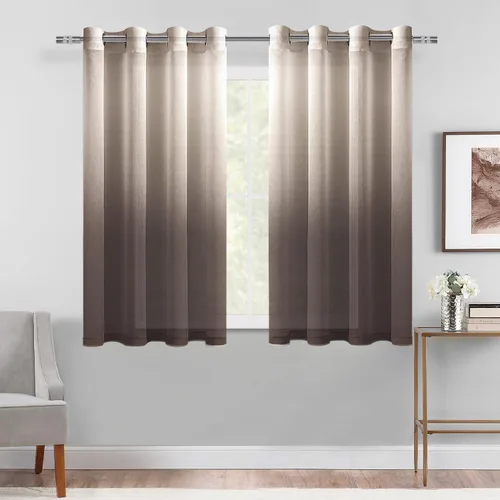 Miniatura 55 de DWCN Cortinas Transparentes Ombré - Cortinas de Lino Sintético con Gradiente Semi Voile con Ojales en la Parte Superior para Dormitorio y Sala