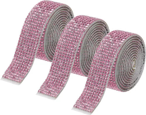 Miniatura 31 de MECCANIXITY 3 rollos de cinta de diamantes de imitación autoadhesiva de 3 yardas y 0.315 in para proyectos de artes y manualidades, pasteles de Beige