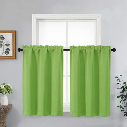 Miniatura 53 de OVZME Cortinas opacas turquesa para tratamiento de ventanas pequeñas, cortinas cortas con bloqueo de luz para ventana de cocina sobre el fregadero
